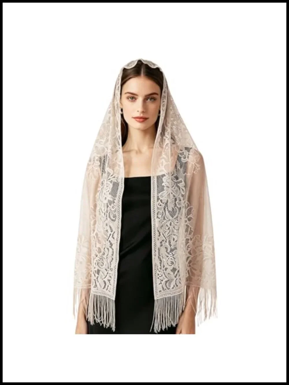 Lace Veil Scarf for Church Prayer Wedding Bridal Mantilla Long Wrap Shawl